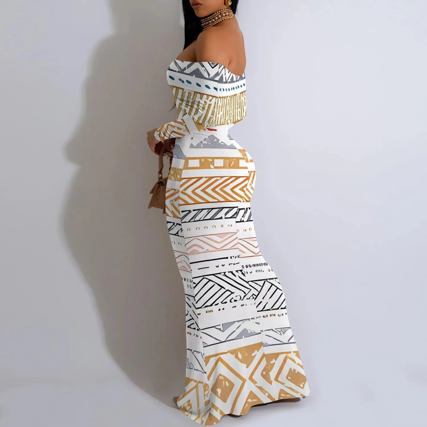 Women's Casual Bodycon Maxi Dress Sexy Long Sleeve Off Shoulder Club Party Long Dresses 2025 Elegant Tight Long Evening