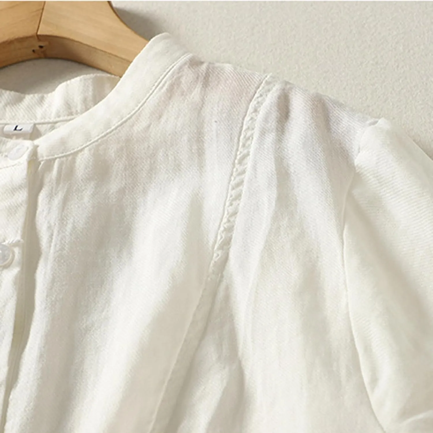 Womens Short Sleeve Button Down Shirt Vintage Embroidered Cotton Linen Summer Blouse Loose Fit Top
