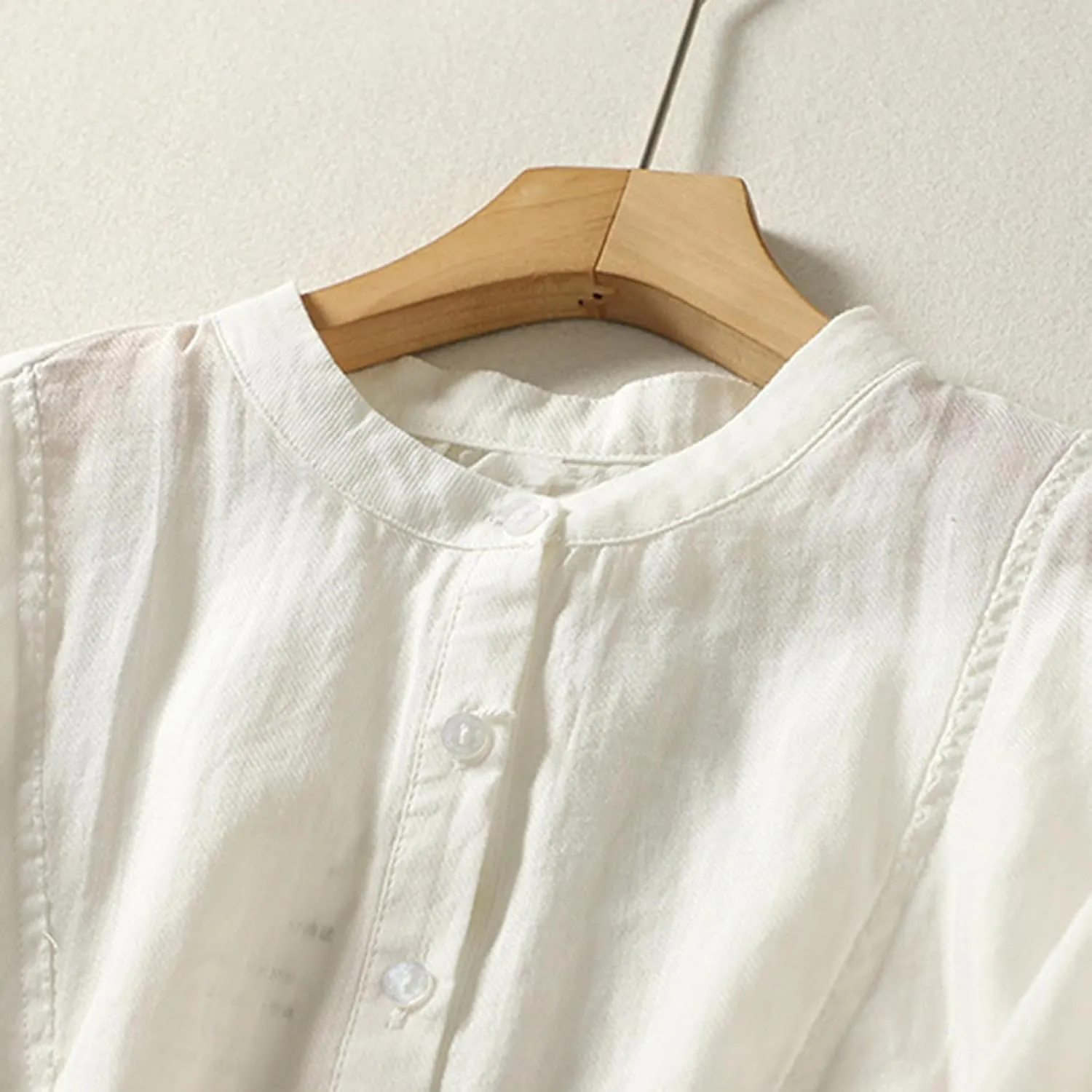 Womens Short Sleeve Button Down Shirt Vintage Embroidered Cotton Linen Summer Blouse Loose Fit Top