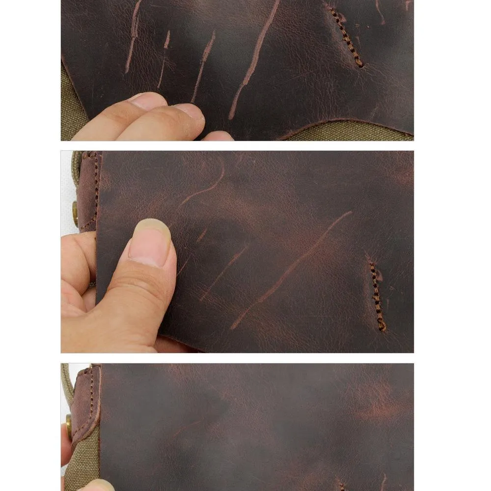 Woosir Thick Cowhide Leather Briefcase Messenger Bag 16 Inch