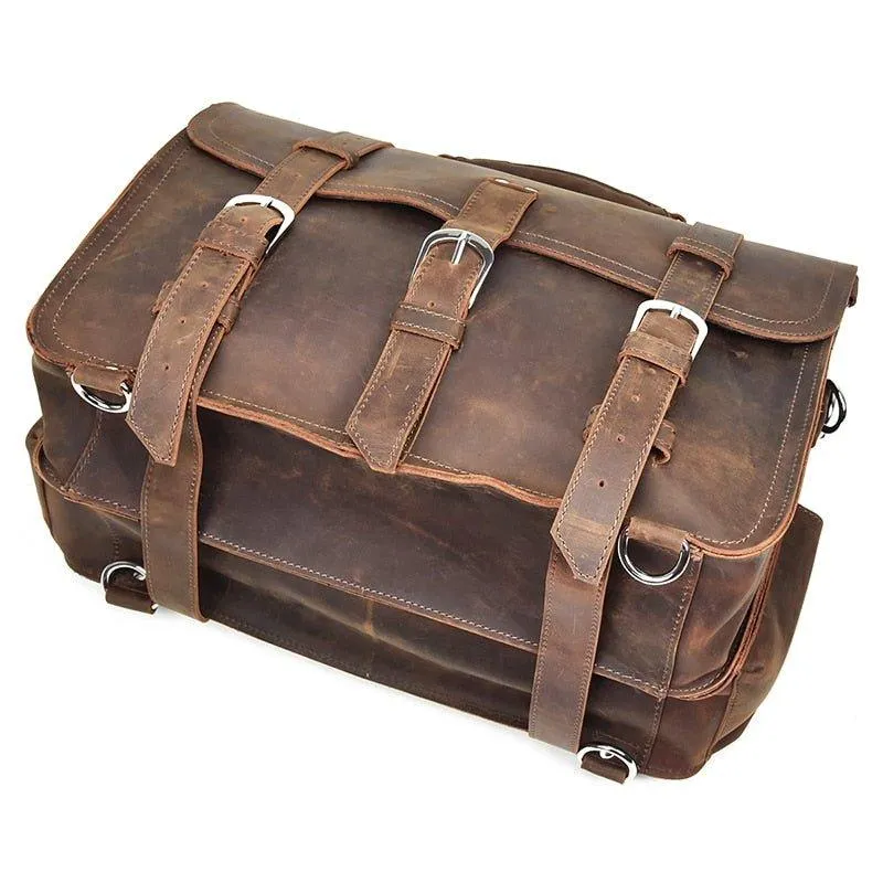 Woosir Thick Cowhide Leather Briefcase Messenger Bag 16 Inch