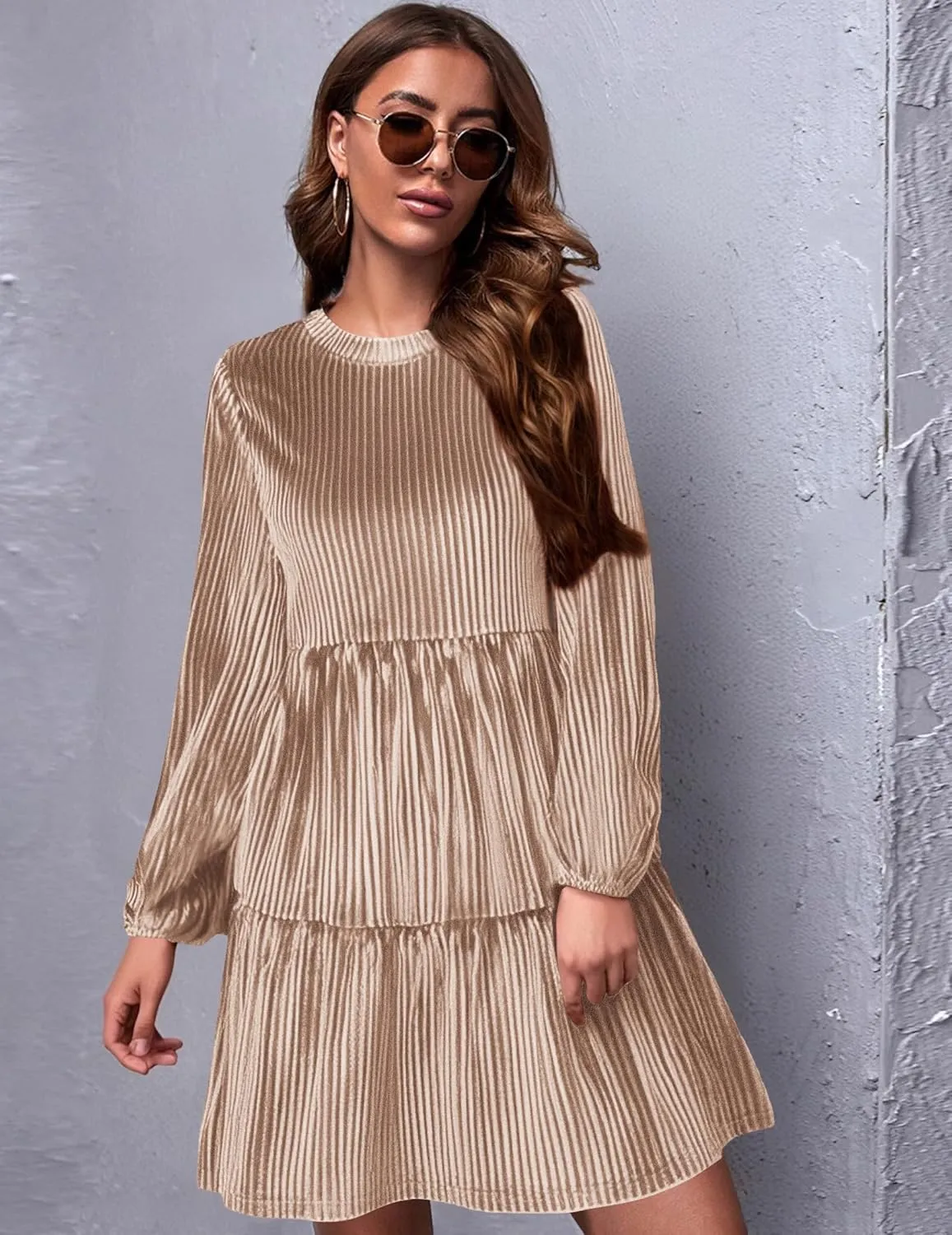 Zeagoo Women's Long Sleeve Elegant Velvet Dress (DE Only)
