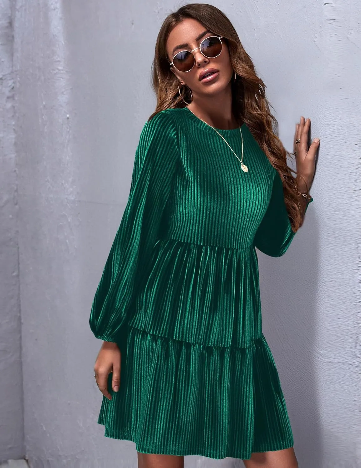 Zeagoo Women's Long Sleeve Elegant Velvet Dress (DE Only)