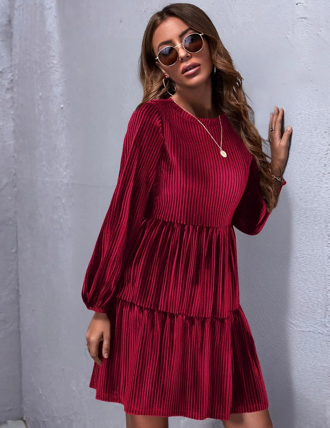 Zeagoo Women's Long Sleeve Elegant Velvet Dress (DE Only)