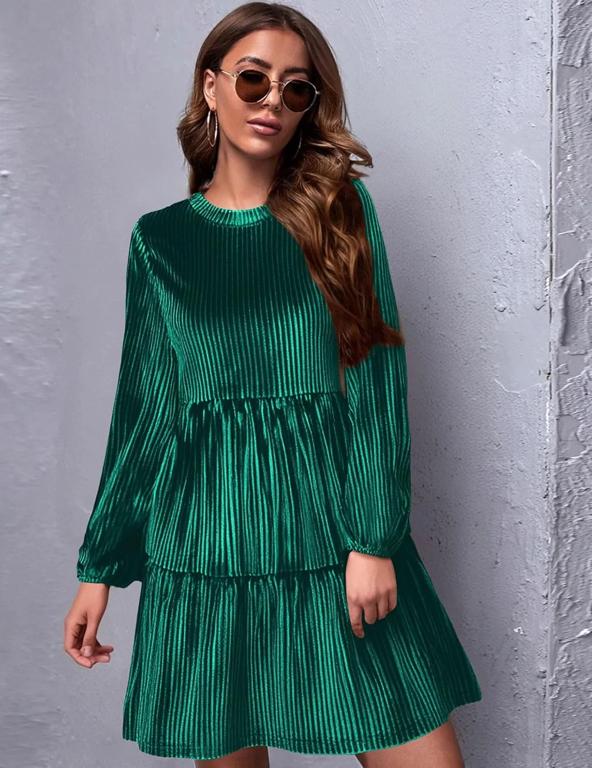 Zeagoo Women's Long Sleeve Elegant Velvet Dress (DE Only)